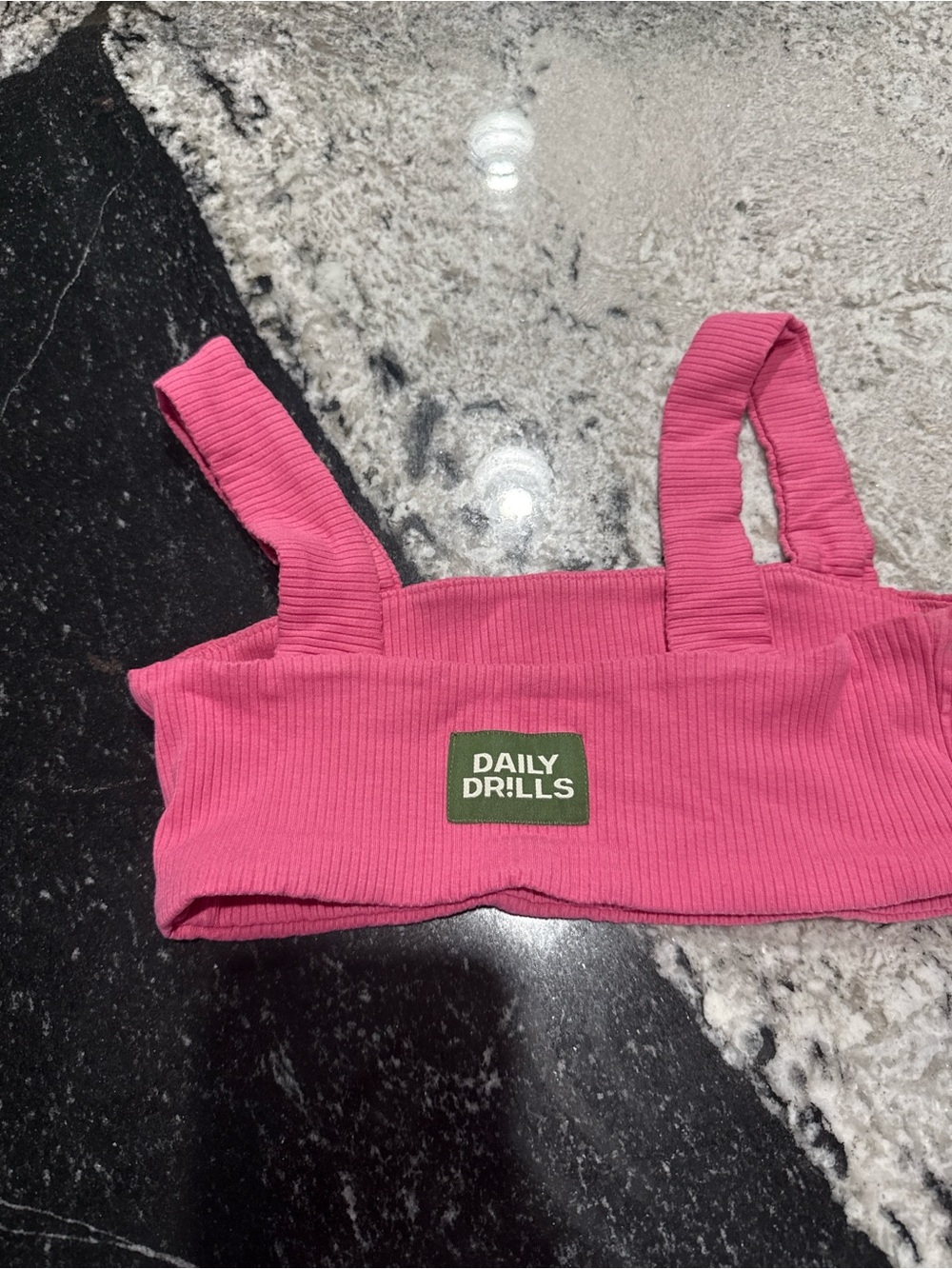 Daily Drills Kids Hot Pink Ribbed Tank Bra Top